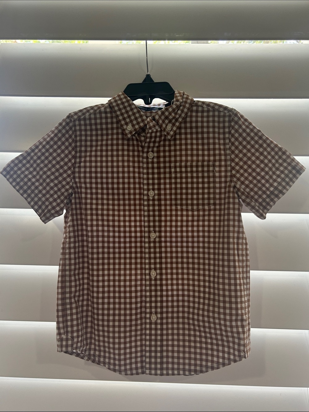 Boys Janie and Jack Brown/white Gingham Button-Down Shirt